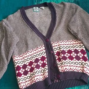 Izod Argyle Knit Cardigan Sz S